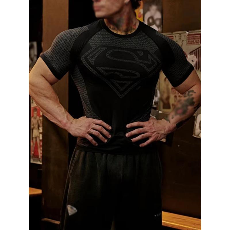 New Men's High Elastic Quick Dry Sports T-Shirt Tight Workout Breathable Summer Gym Trendy Short sleev tops Training T-shirt