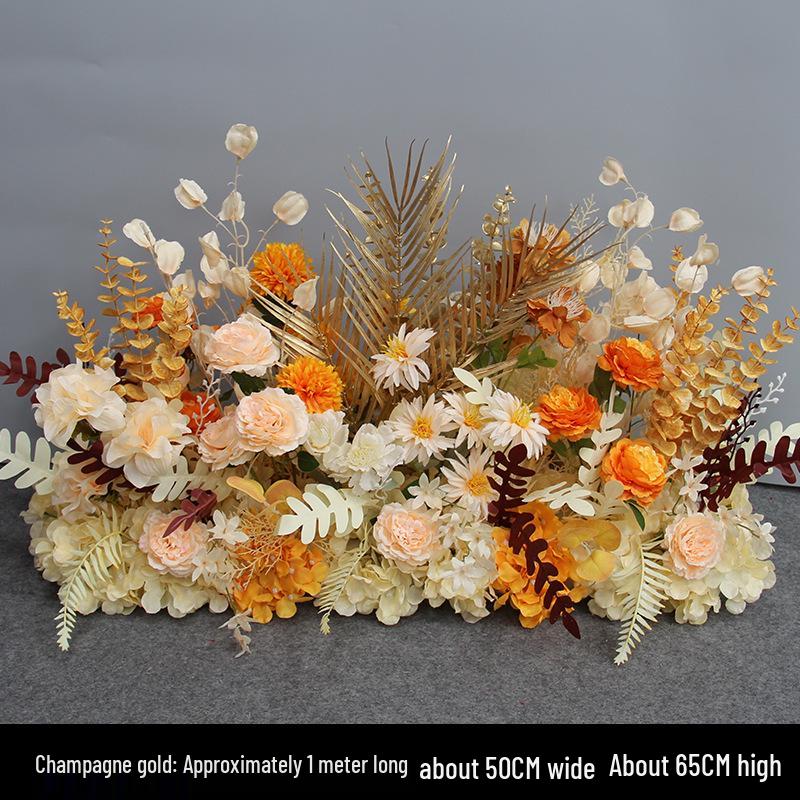 Blue Artificial Flower Row for Wedding Aisles and T-stage Decorations