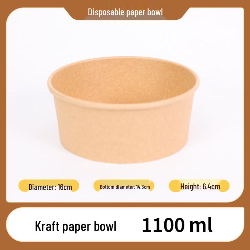 Cheng Yuan Thickened Waterproof and Oil-Proof Round Kraft Paper Food Container with Lid for Takeout and Salad Packaging