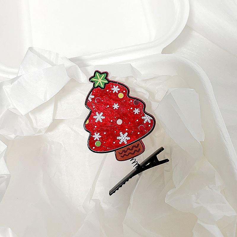 

2024 Cute Christmas Tree Bouncy Hair Clip - Festive Selfie Headwear Ornament червоний