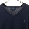 POLO RALPH LAUREN cotton Long sleeve V neck sweater M Navy knit Men's Used