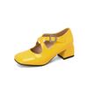 White Women Pumps Square Toe Non-slip Buckle Strap High Block Heel Plus size 45 48