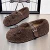 Fashion Women's Flat Shoes Winter New Round Head Shallow Mouth Butterfly Knot Soft Sole Anti-slip Wear-resistant Low-top Shoes