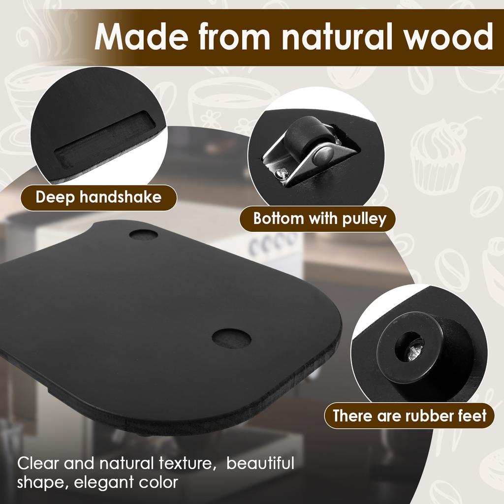 Wood Kitchen Appliance Slider Mat with Wheel and Rubber Feet Coffee Machine Tray Versatile Mixer Accessory for Home Kitchen