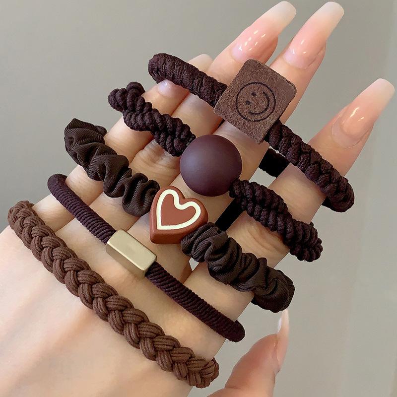 Women s Hair Tie, High Elastic Rubber Band, Hair Tie, Hair Band, Leather Cover, Simple and Elegant Ponytail Hair Accessory 5PCS