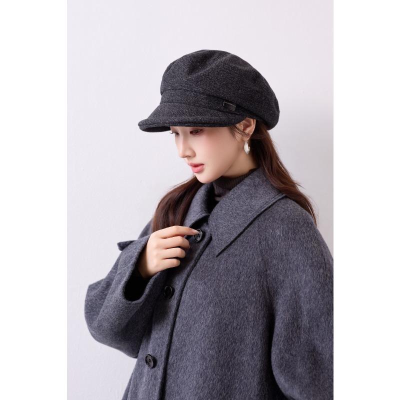 Damen S Herbst Winter Vintage Newsboy Baseballkappe Große Gesichtsformende Mütze