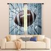 2 Pcs, Filtering Curtains (excluding Rods, Non-movable, Without Batteries) American Football Through Wallsbackgroundsuitable for