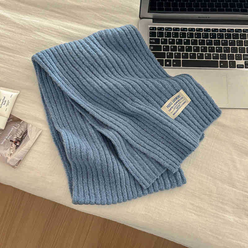 Woolen Knitted Brown Color Scarf Women'S Season Thickened Couple Warm Student Solid Color Men'S Scarf