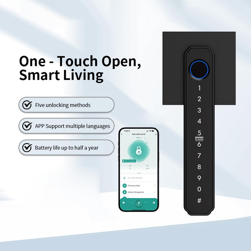 Smart Fingerprint   5 in 1 Keyless Entry Biometric Lock with APP Control Password Keypad IC Card Auto Lock for   Apartment