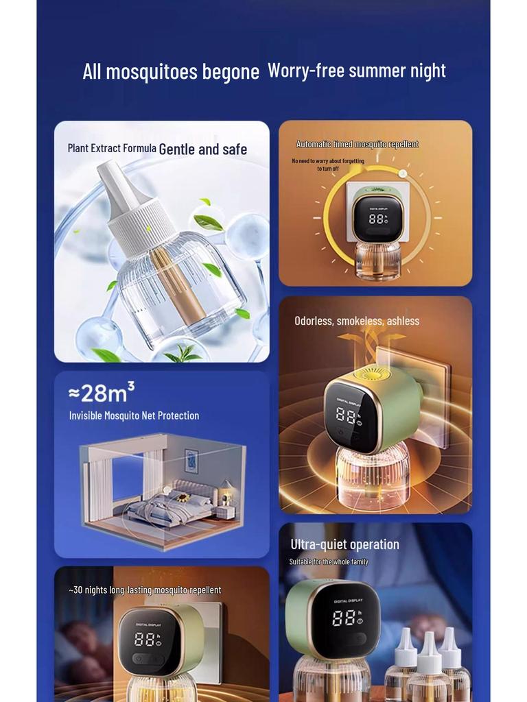 Electric Mosquito Repellent Liquid for Home - Safe for Pregnant Women & Infants, Plug-in Refill