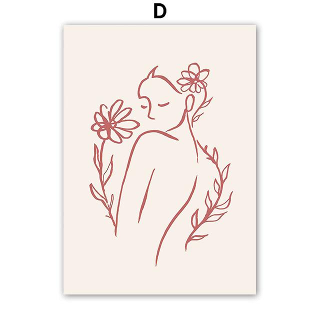 Abstrakt Flickkropp Ros Sakura Blomma Väggkonst Canvasmålning Nordiska Landskapsaffischer Och Tryck Bilder För Vardagsrumsinredning