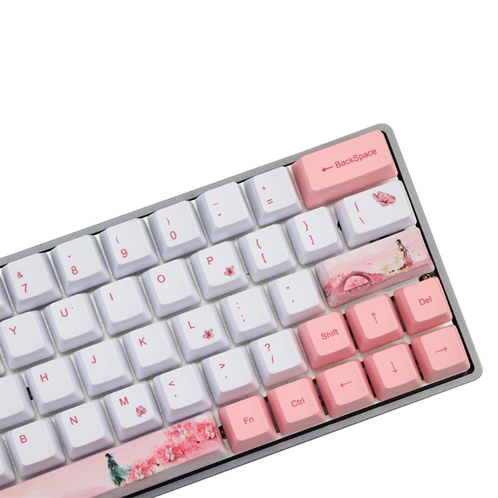 Sakura Dye-Sublimation Mechanical Keyboard Cute Keycaps PBT OEM Profile Keycap For GH60 GK61 GK64 Keyboard