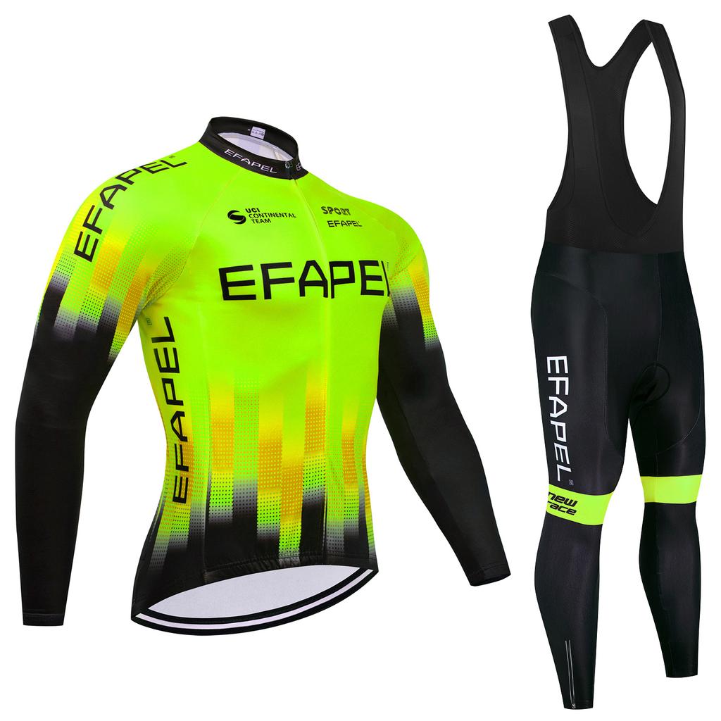 Maglia Ciclismo Giallo Fluo EFAPEL Giacca Bici Maillot Pantaloni Set UAE Inverno 2025 Abbigliamento Ciclismo Pile Termico Abbigliamento Bicicletta