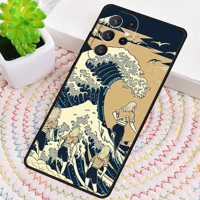 Japanese Surfers Silicone Phone Case For Samsung Galaxy note 10 pro S26 S25 S24 S23 S22 S21 Plus S25Ultra Capa Cover