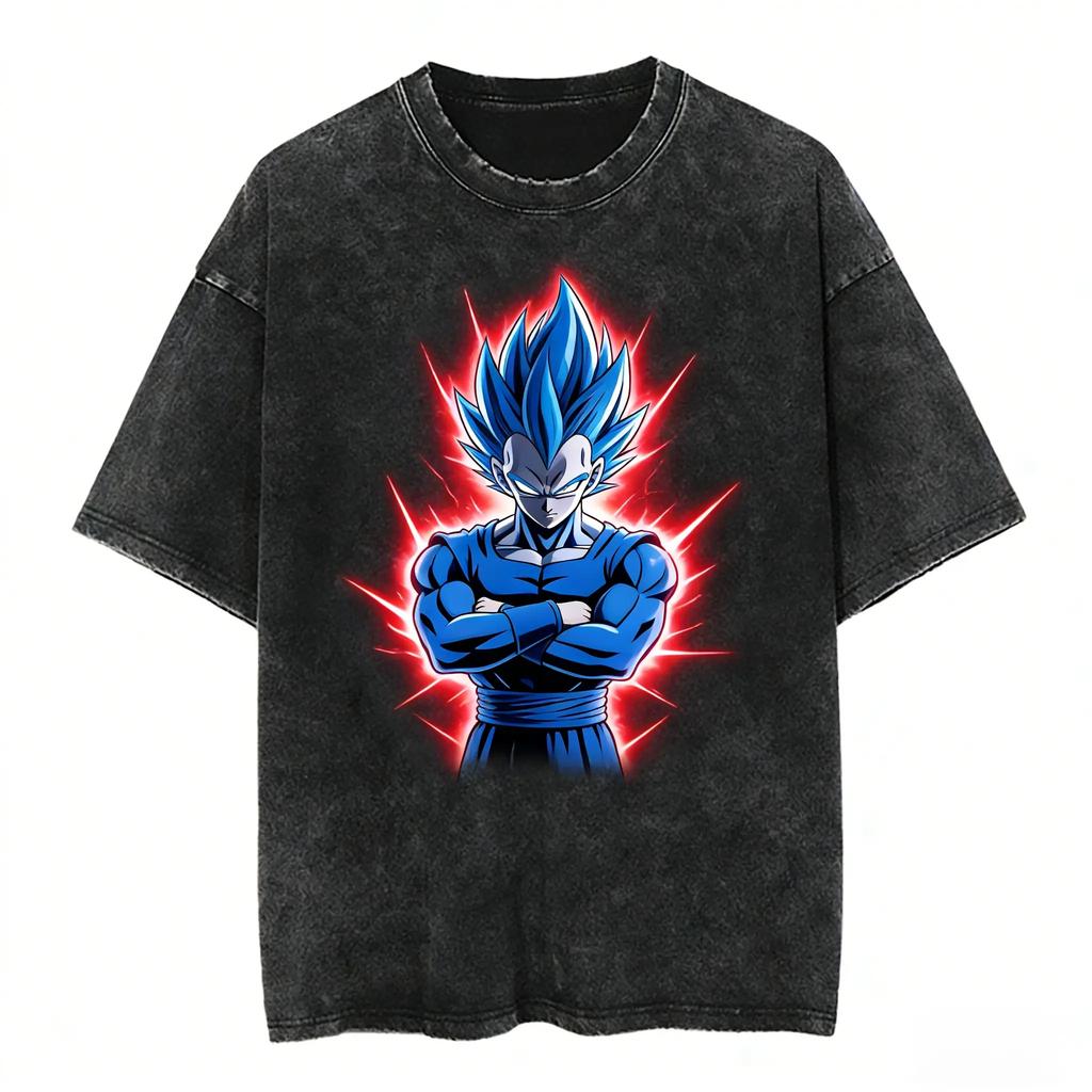 Anime Dragon Ball Goku  Vegeta Printed Tshirt Mens and Womens Washed Tshirt High Quality Vintage Cotton Tshirt Tops