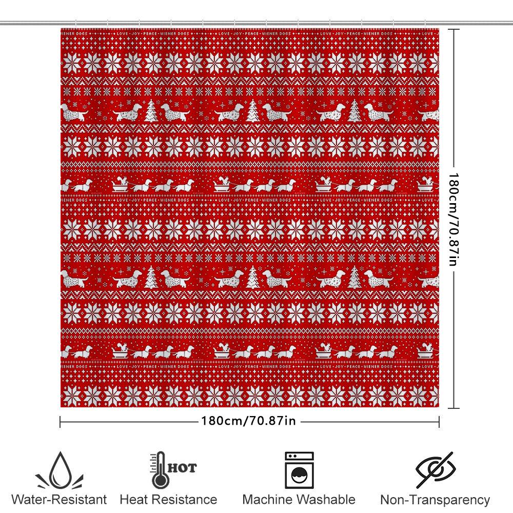 Dachshund Dog Shower Curtain Funny Weiner Dog Pattern Bathroom Decor Cute Puppy Pet Lover Gift Home Decor