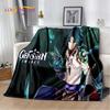Genshin Impact Cartone Animato Gioco Coperta Morbida di Peluche, Coperta di Flanella Coperta da Lancio per Soggiorno Camera da Letto Letto Divano Copertura da Picnic Bambini