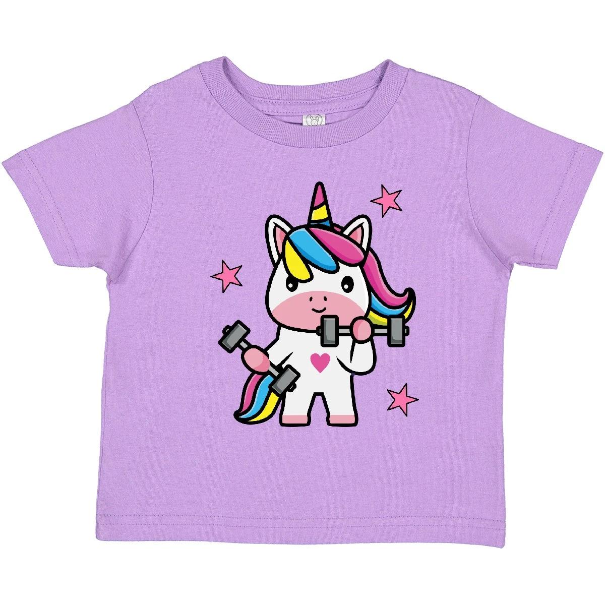 Inktastic Fitness Unicorn Weightlifting Toddler T-Shirt Cute Strength Dumbbell 160