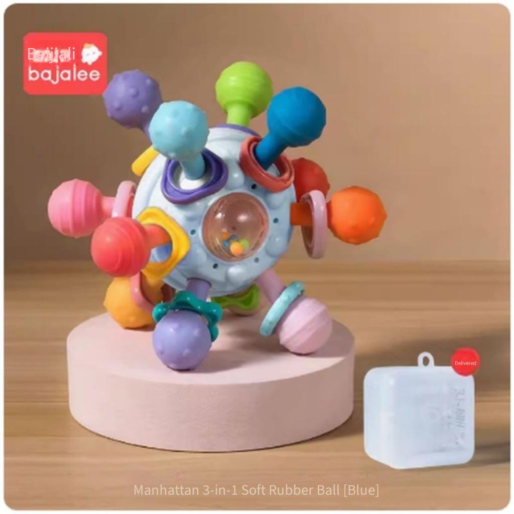 Manhattan Ball Baby Teether Rattle Soft Silicone Hand Grasp Toy Soothing Plaything for 0‑12 Months Infant