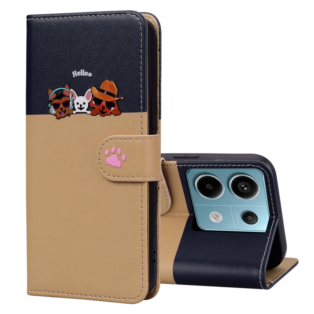 Cartoon Pet Series for Xiaomi Redmi Note 13 Pro 4G/Poco M6 Pro 4G Case Splicing Leather Wallet Phone Cover