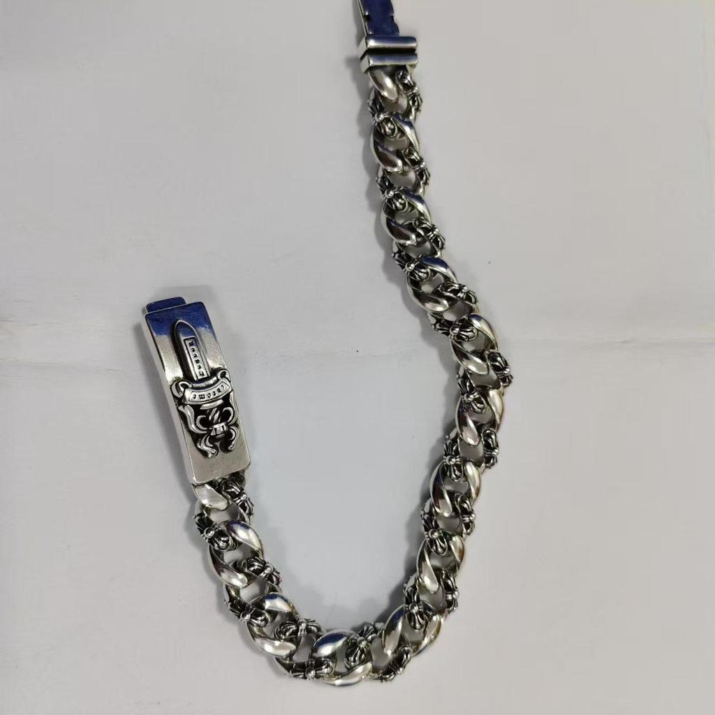 CH Retro Crono Bracelet with Diamond, Gold, Thai Silver, and Floral Cross Design