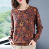 Casual Vintage Floral Printed Jumpers Women's Clothing O-Neck Autumn Winter Stylish Screw Thread Korean Loose Knitted Sweaters