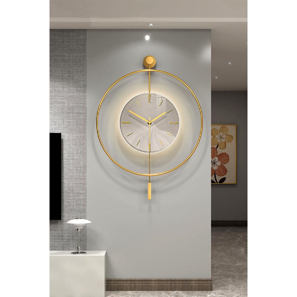 Led Crystal Glass Tiktok 60 Cm Gold, Modern Decorative Pendulum Metal Wall Clock