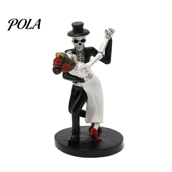 Topper per Torta da Tavolo per Giorno dei Morti di Halloween, Coppia di Scheletri Danzanti Statuetta, Ornamento Accattivante per Matrimonio Gotico, Statua di Amanti, Sposa Romantica