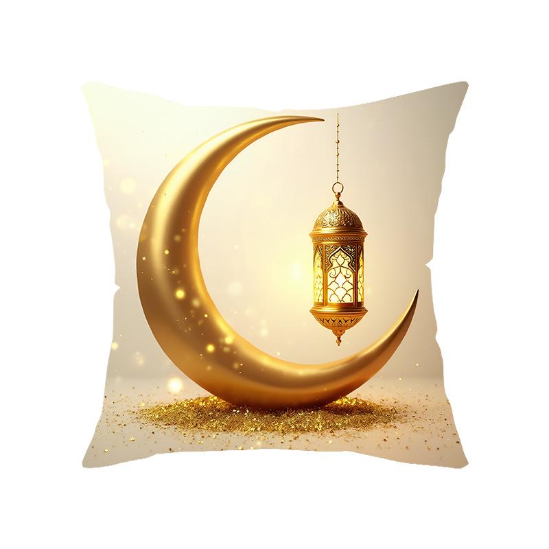 

Наволочка на декоративную подушку с принтом золотой луны Праздничное украшение Ближневосточный дом Украшение дивана Чехол для подушки 45x45cm