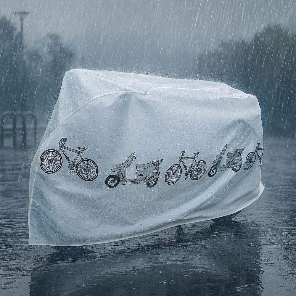 Durable PEVA Bicycle Rain Cover Black&White Waterproof Bike Cover All-Weather Electric Bikes Covers Outdoor Use