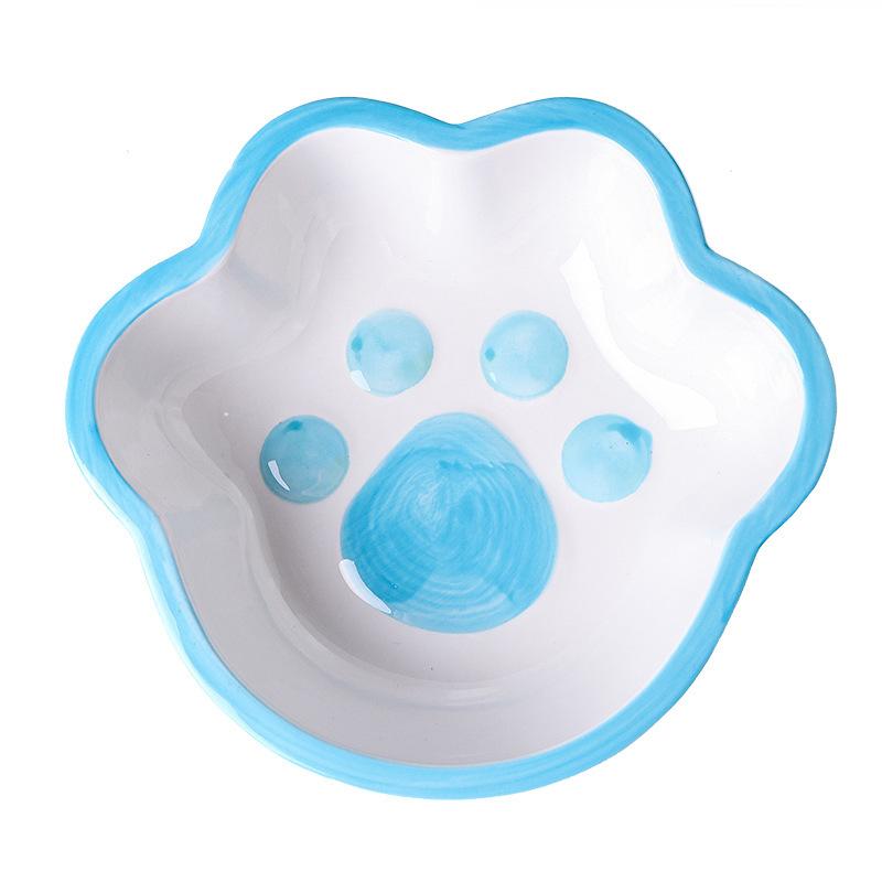 Ceramic Cat Claw Pattern Bowl Dog Drinking Water Food Bowls Anti Overturning Neck Protection, Lovely Pet Articles, 1Pc