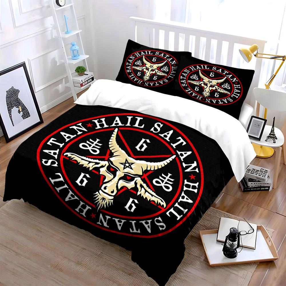 """Satanisch-Thema Kunstwerk Set Decoratie""" Prachtige drievoudige beddengoedset cadeau voor kinderen en volwassenen"""