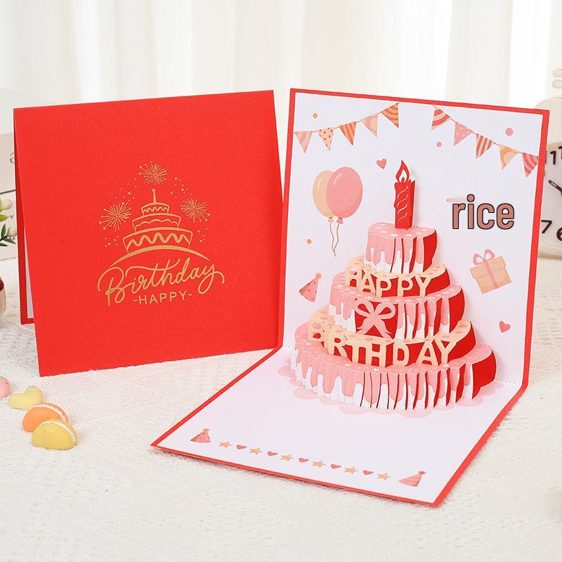 

3D Pop-Up Music Light Birthday Card with Luminous Cake & Recording Feature