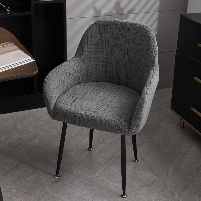 Водонепроницаемый изогнутый современный минималистичный жаккардовый чехол на цельный обеденный стул с нескользящим покрытием 2025 темно серый 990₽