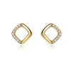 Simple Square Diamond Earrings with Geometric Hollow Earrings Small and Elegant French Retro