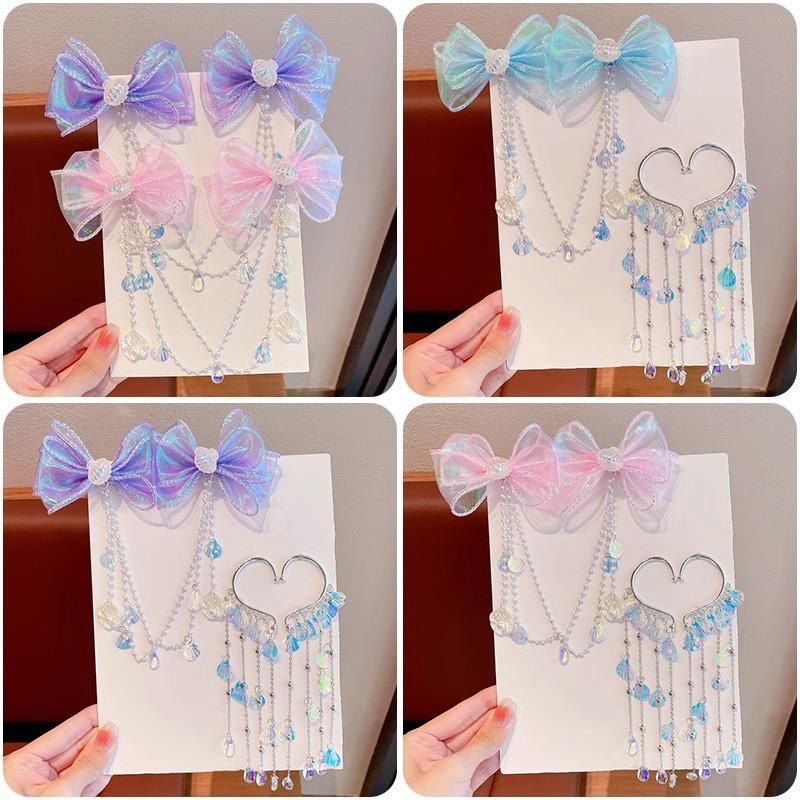 Mermaid Hairpin Children's Princess Headdress Bow New High-end Head Chain Girls' Clip Treasure Hair Accessories