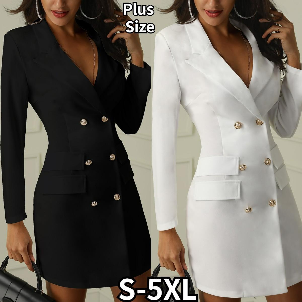 

2023 Женские костюмы Office Blazers Элегантный роскошный двубортный пиджак Plus Size S -5XL