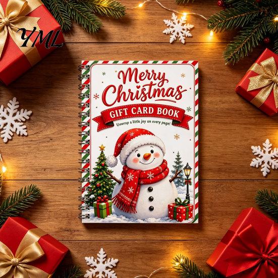 Carpeta de Regalo de Dinero de Temporada Tarjeta de Navidad Holográfica Libro, 7x5 Encuadernación en Espiral Folleto de Recuerdo Festivo, Portador de 10 Páginas Saludo Bolder DIY para
