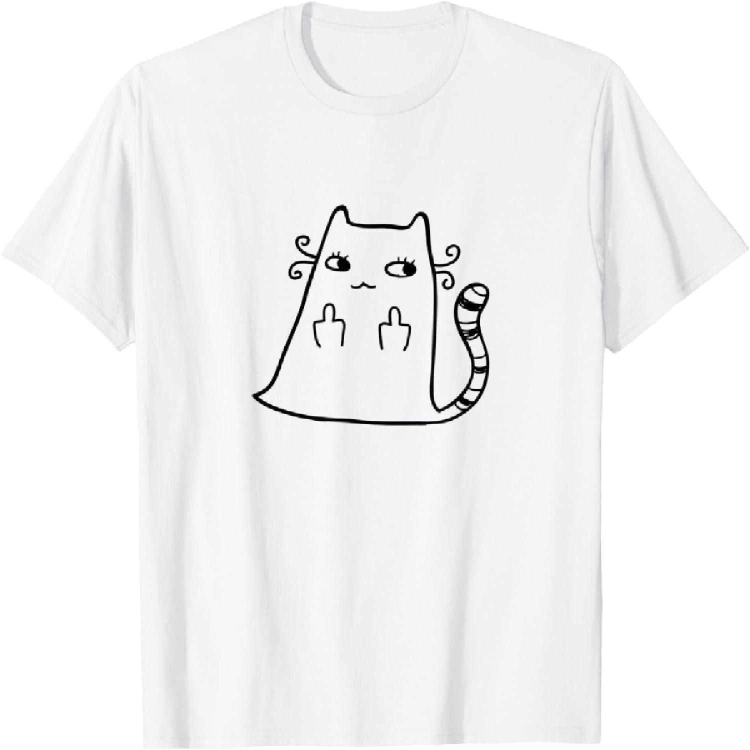 Cat Middle Finger Funny T-Shirt S