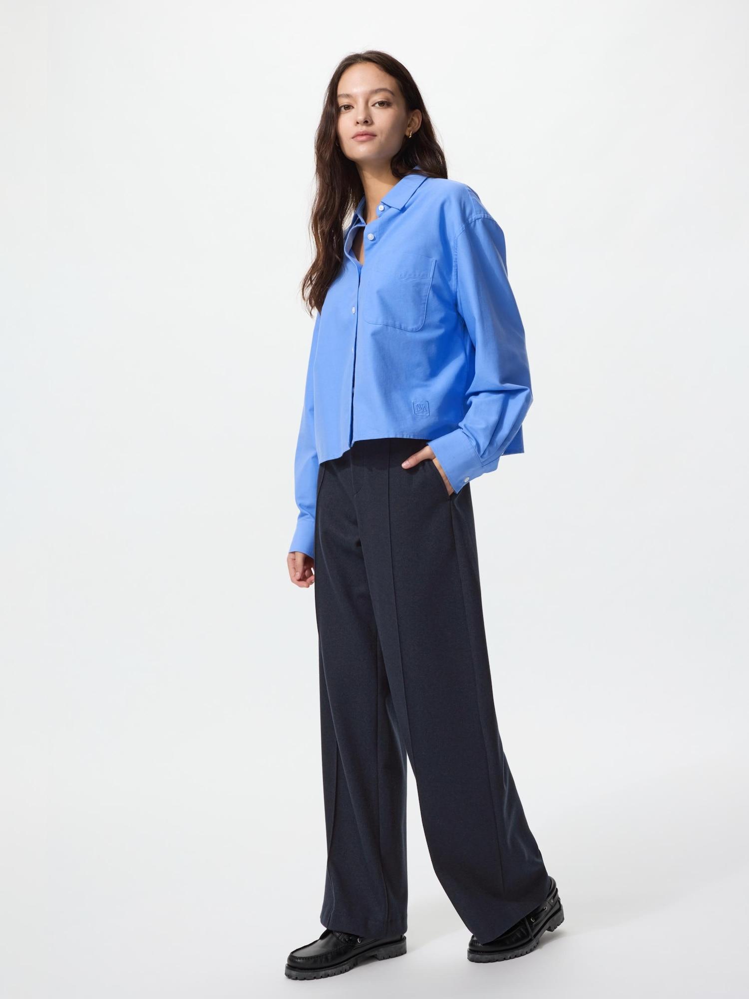 

Uniqlo Широкие брюки из матового джерси Длина штанины 75 79 см Длинная длина 69 NAVY/WOMEN 3XL