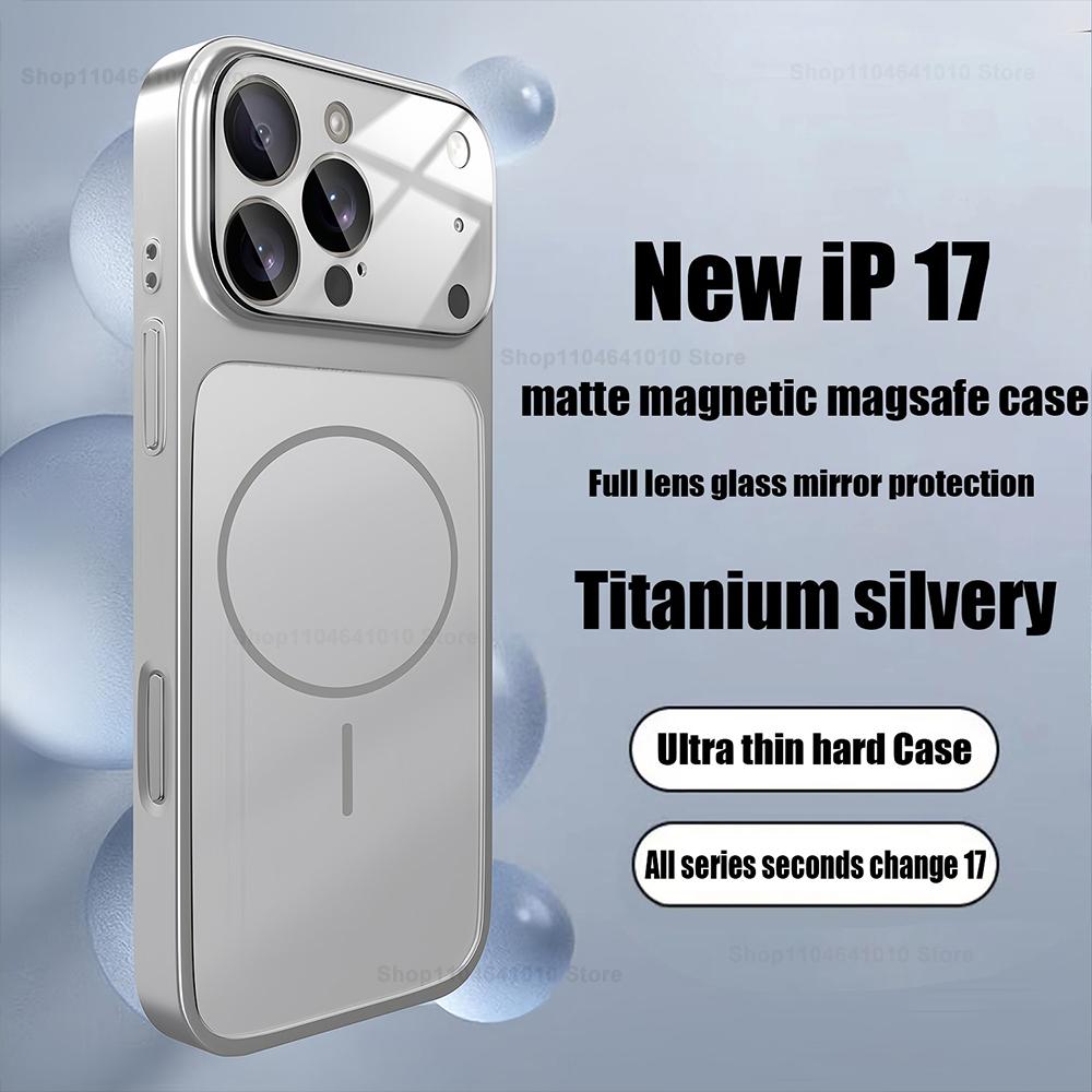 

Официальный матовый нано-стеклянный бронированный чехол для iPhone 17 16 15 14 13 Pro Max 17Pro Air Для Magsafe Беспроводная зарядка Магнитная жесткая крышка For iPhone 17Pro Max