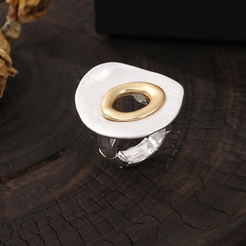 Kaseakia Round Chunky Metal Adjustable Rings for Women with Elastic Rope