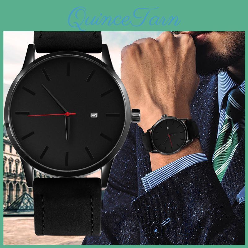 Watch Quartz Mens Luxury Wristwatches Mens Date Stainless Steel Leather Analog Quartz Military Watches