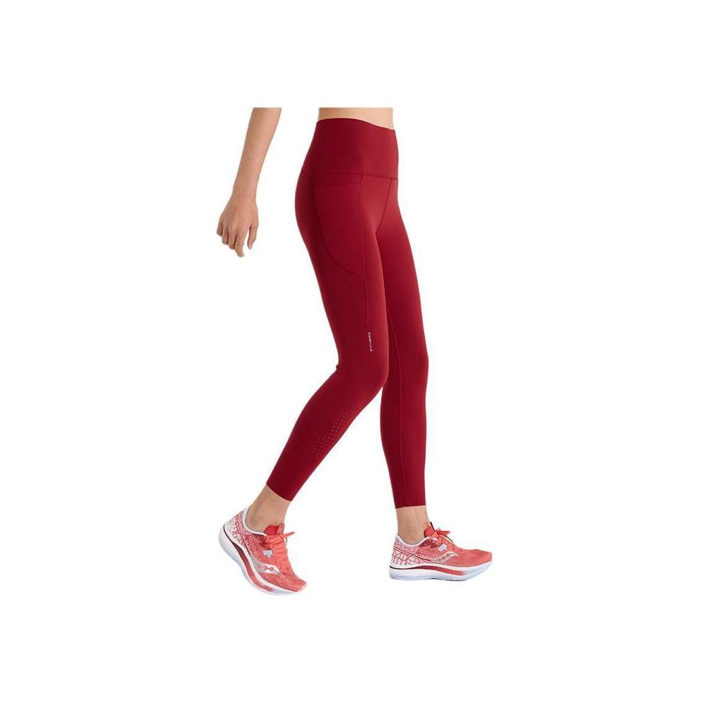 SAUCONY Solid Color Casual Tight Sports Long Pants Women Bottoms Red SC1229002-2