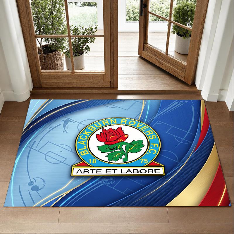 Blackburn Rovers Football Design Crystal Velvet Rug Soft Decorative Mat for Bedroom Entrance