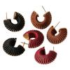 Retro Inspired Leather Ear Studs for Women C Shaped Threaded Geometric Earrings Trendy and Minimalist Earwear Jewelry