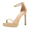 Summer New Sw Waterproof Table One-word Buckle High Heels Women's Stiletto Black Sexy Versatile Fashion Sandals