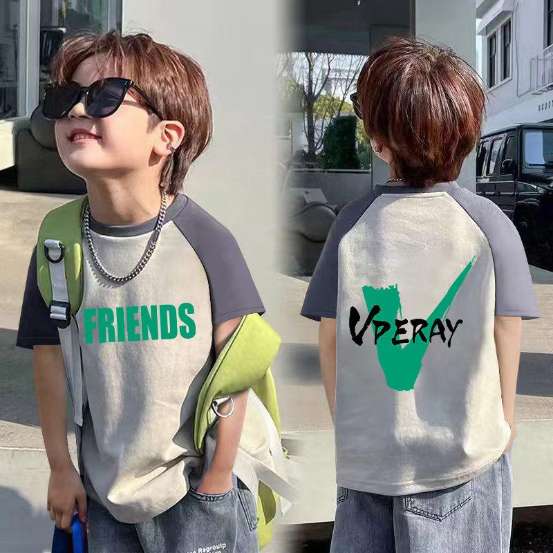 

Мальчики 100% хлопок детская футболка с коротким рукавом лето новый средний и большой мальчики мальчики сто повседневный хип-хоп топ инс 160