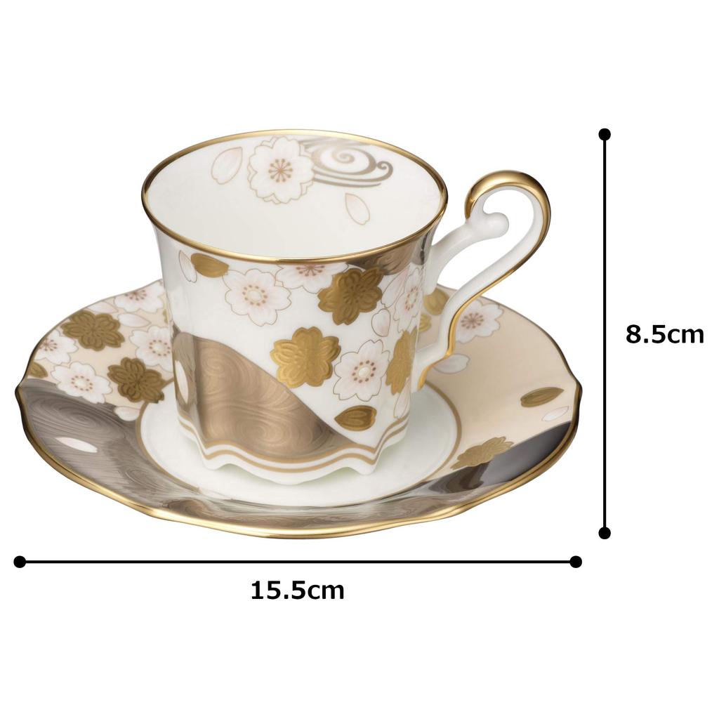 Noritake Noritake Coffee Cup Saucer Changing Pair 200cc Aya Minamo 2 Guests Cherry Blossom Bone China & (Color Set) Gold/Silver/Yozakura Gold/Silver