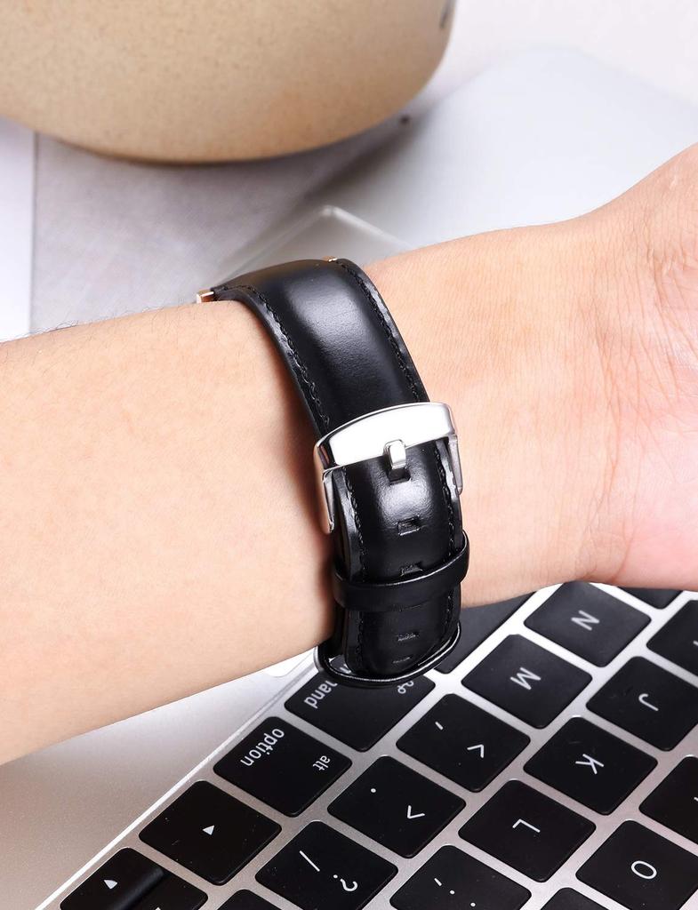 BINLUN Leather Watch Quick Genuine Leather Watch Band for Men and Replacement Leather Watch 3 Colors Includes Adjustment Tool Strap, Release, Women,